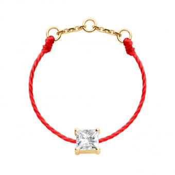 Redline Bijoux - Princesse - Bracelet Fil Femme avec 0.11ct Diamant  Princesse en Or Rose Serti Griffe - Redline