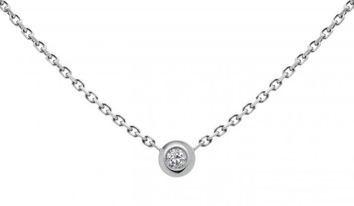 Collier chaîne diamant 0.05 carat en serti clos or blanc - Redline
