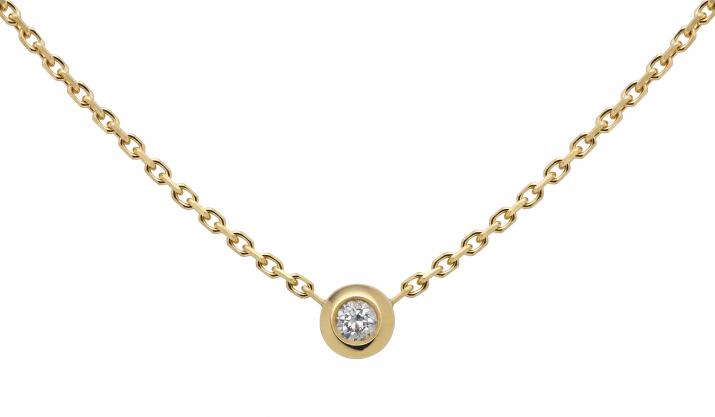 Collier chaîne diamant 0.05 carat en serti clos or jaune - Redline