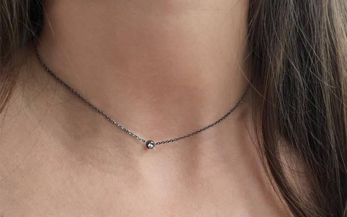 Collier chaîne diamant 0.05 carat en serti clos or noir - Redline - 0++