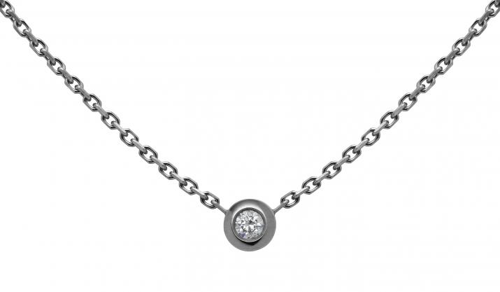 Collier chaîne diamant 0.05 carat en serti clos or noir - Redline - 0++