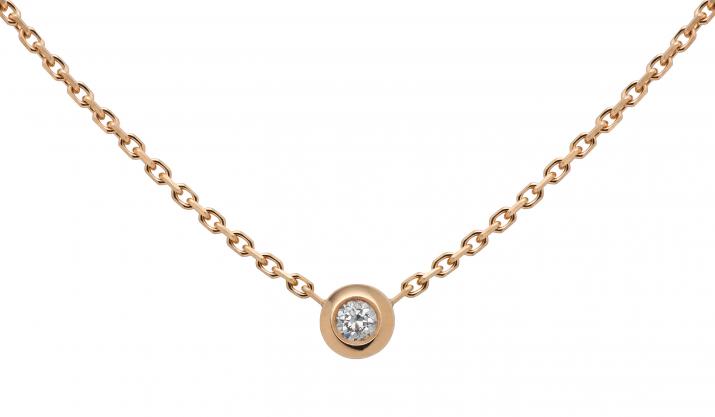 Collier chaîne diamant 0.05 carat en serti clos or rose - Redline