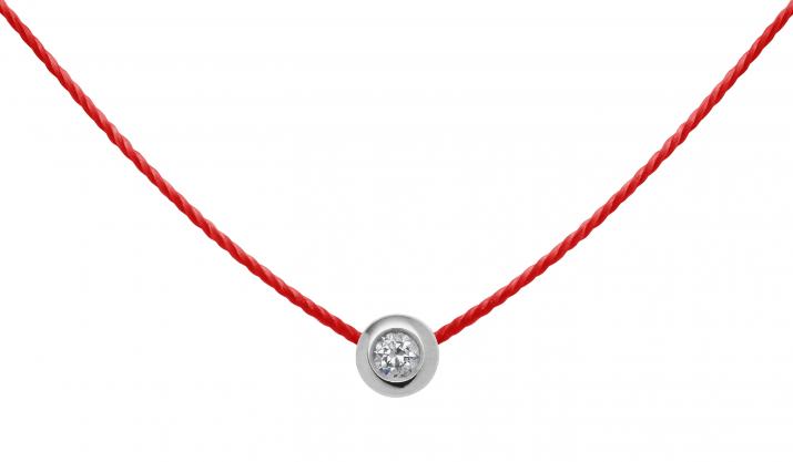 Collier fil avec diamant 0.05 carat en serti clos or blanc - Redline - 0++