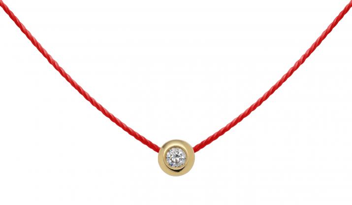 Collier fil avec diamant 0.05 carat en serti clos or jaune - Redline - 0++
