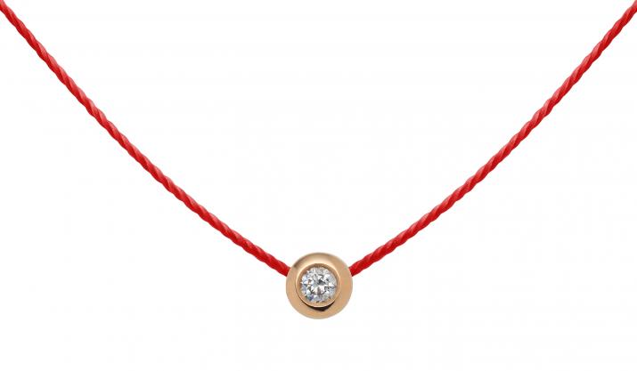 Collier fil avec diamant 0.05 carat en serti clos or rose - Redline - 0++