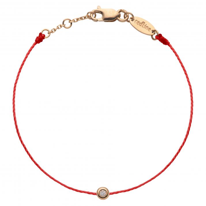 Bracelet enfant fil avec diamant 0.02 carat en serti clos or rose - Redline - 0++