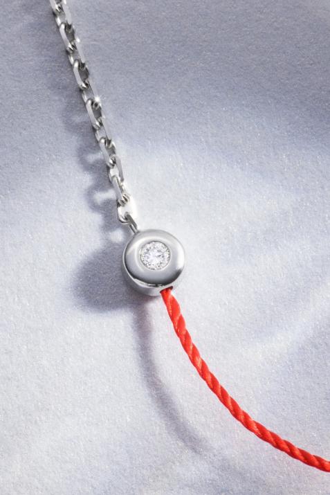 Bracelet fil et chaîne avec diamant 0.02 carat serti clos or blanc - Redline - 0++