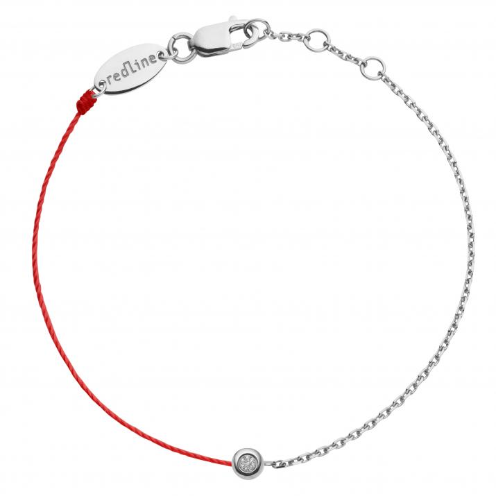 Bracelet fil et chaîne avec diamant 0.02 carat serti clos or blanc - Redline - 0++