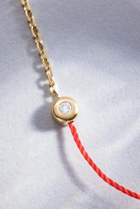 Bracelet fil et chaîne avec diamant 0.02 carat serti clos or jaune - Redline - 0++