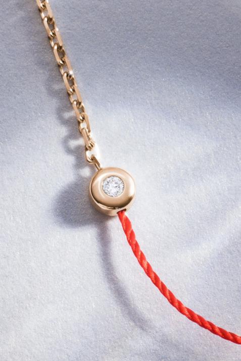 Bracelet fil et chaîne avec diamant 0.02 carat serti clos or rose - Redline - 0++