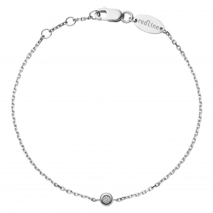 Bracelet chaîne avec diamant 0.02 carat en serti clos or blanc - Redline - 0++