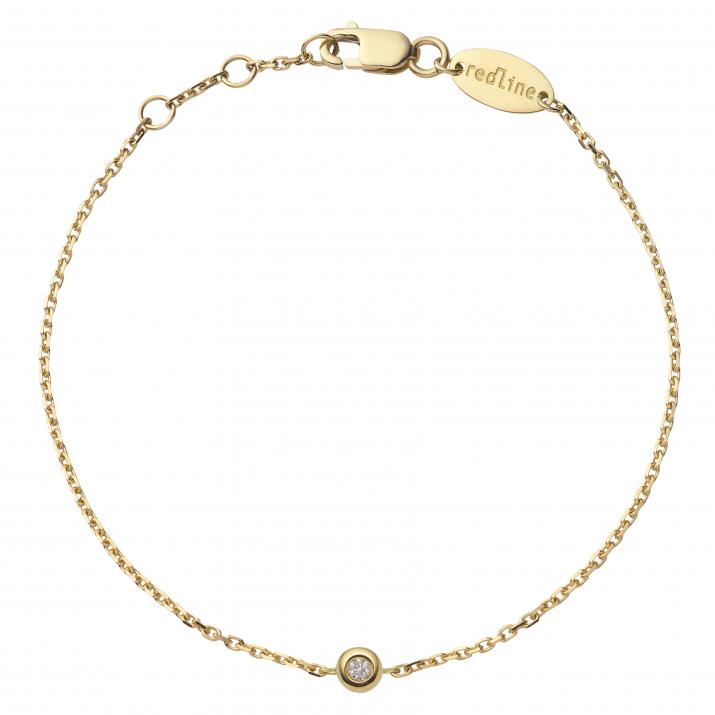 Bracelet chaîne avec diamant 0.02 carat en serti clos or jaune - Redline - 0++