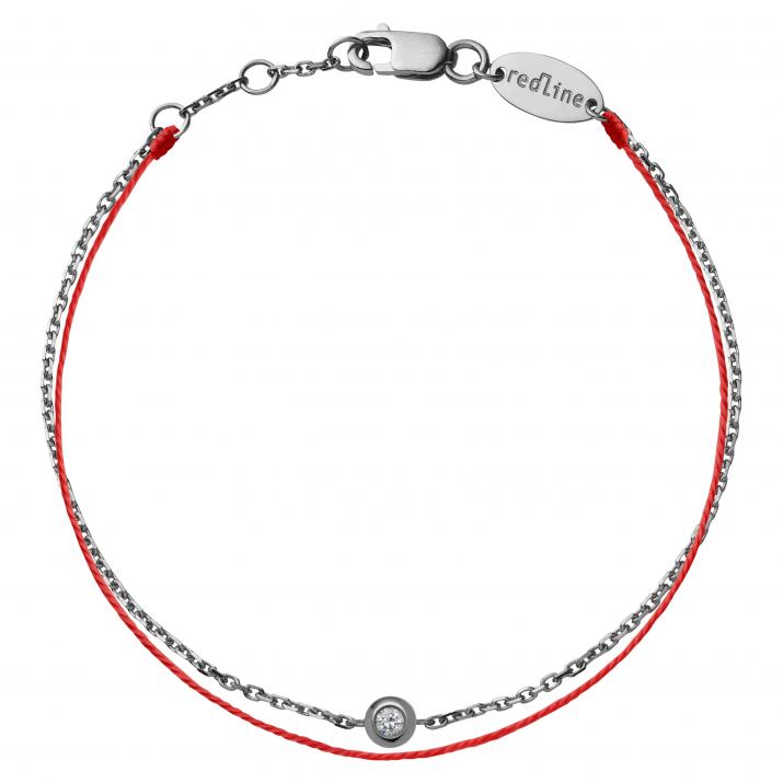Bracelet duo fil et chaîne avec diamant 0.05 carat en serti clos or noir - Redline - 0++