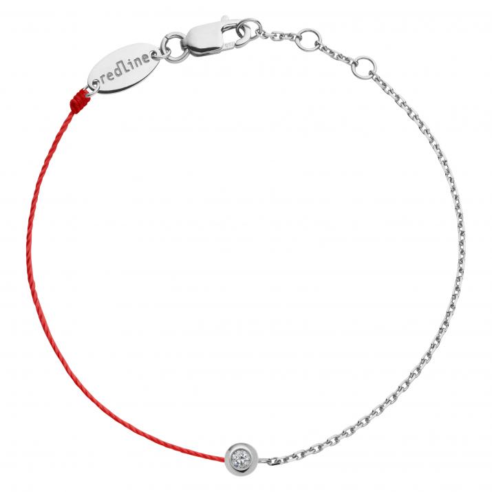 Bracelet fil et chaîne avec diamant 0.05 carat en serti clos or blanc - Redline - 0++