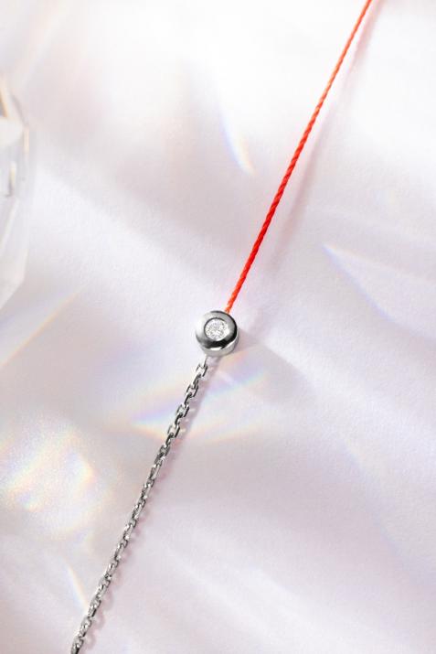 Bracelet fil et chaîne avec diamant 0.05 carat en serti clos or noir - Redline - 0++