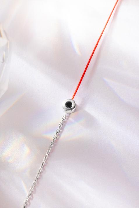 Bracelet fil et chaîne avec diamant noir 0.05 carat en serti clos or blanc - Redline - 0++