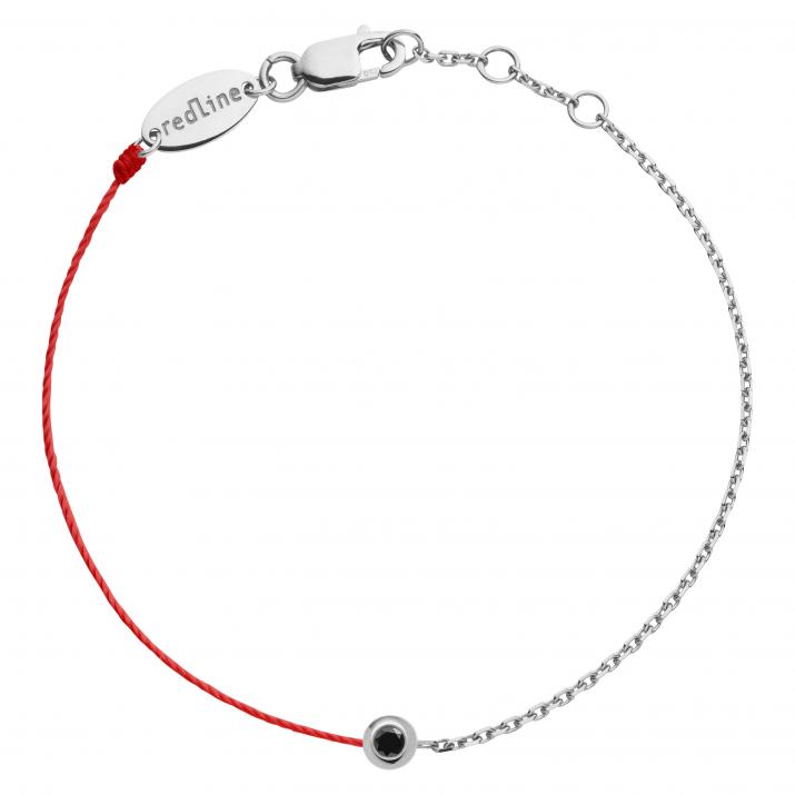 Bracelet fil et chaîne avec diamant noir 0.05 carat en serti clos or blanc - Redline - 0++