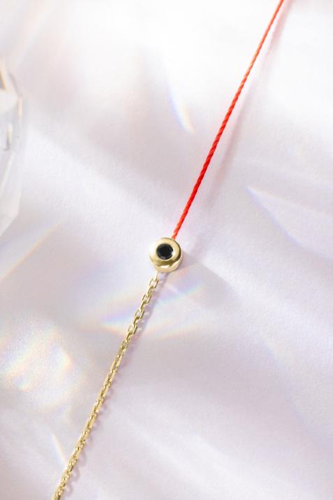 Bracelet fil et chaîne avec diamant noir 0.05 carat en serti clos or jaune - Redline - 0++