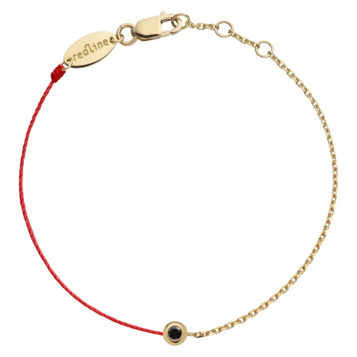 Bracelet fil et chaîne avec diamant noir 0.05 carat en serti clos or jaune - Redline - 0++