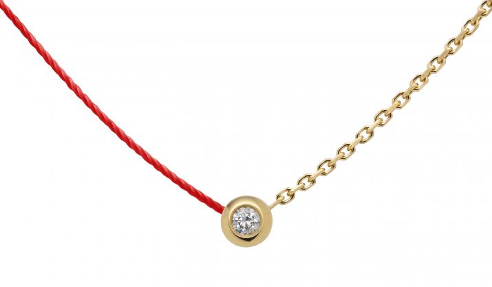 Collier fil et chaîne avec diamant 0.05 carat en serti clos or jaune - Redline