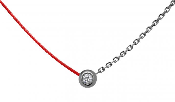 Collier fil et chaîne avec diamant 0.05 carat en serti clos or noir - Redline