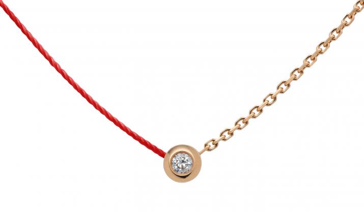 Collier fil et chaîne avec diamant 0.05 carat en serti clos or rose - Redline
