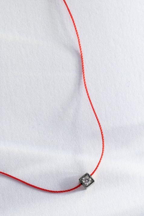 Collier fil avec diamant 0.10 carat en serti carré or noir - Redline - 0++