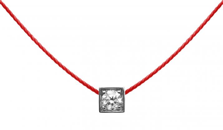 Collier fil avec diamant 0.10 carat en serti carré or blanc - Redline - 0++