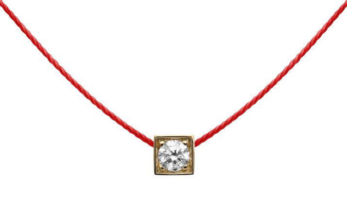 Collier fil avec diamant 0.10 carat en serti carré or jaune - Redline - 0++