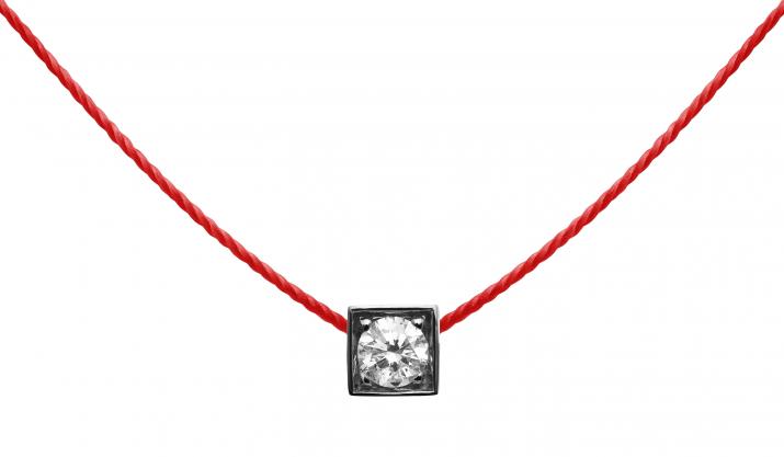 Collier fil avec diamant 0.10 carat en serti carré or noir - Redline - 0++