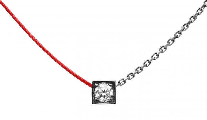 Collier fil et chaîne avec diamant 0.10 carat en serti carré or noir - Redline - 0++