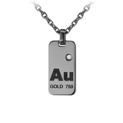 Collier Chaîne Femme avec 0.05ct Diamant Rond en Or Noir Pavé - Redline