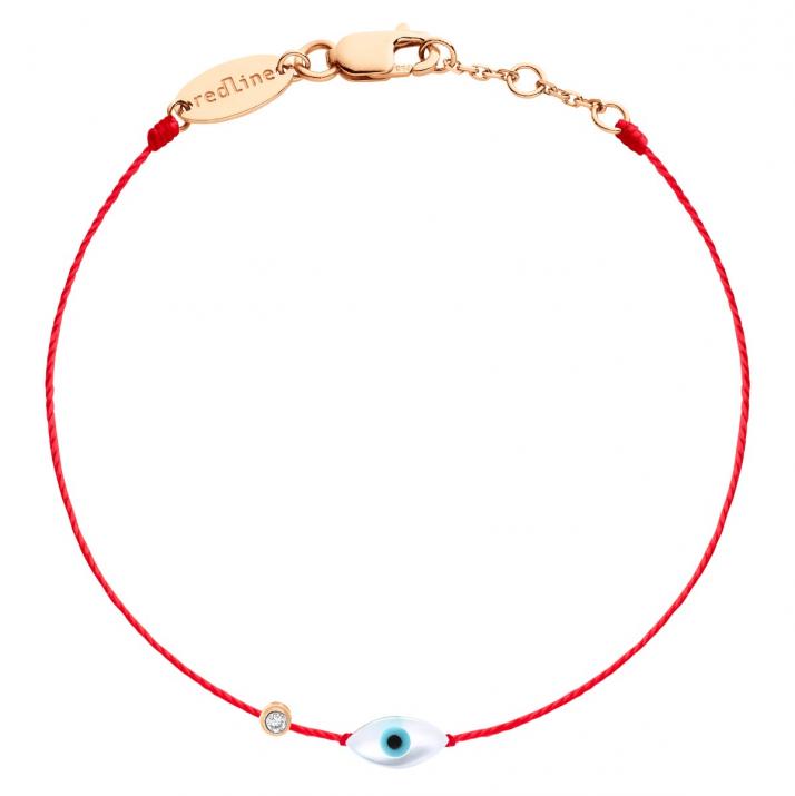 Bracelet fil oeil protecteur or rose avec diamant - Redline