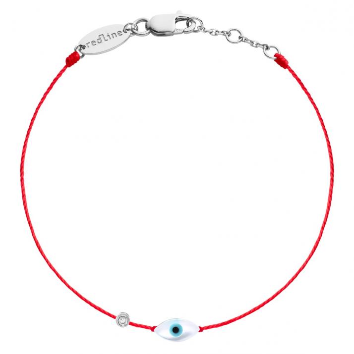 Bracelet fil oeil protecteur or blanc avec diamant - Redline