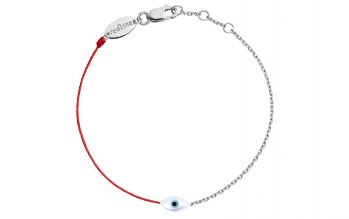 Bracelet fil et chaîne oeil protecteur or blanc - Redline - 0++