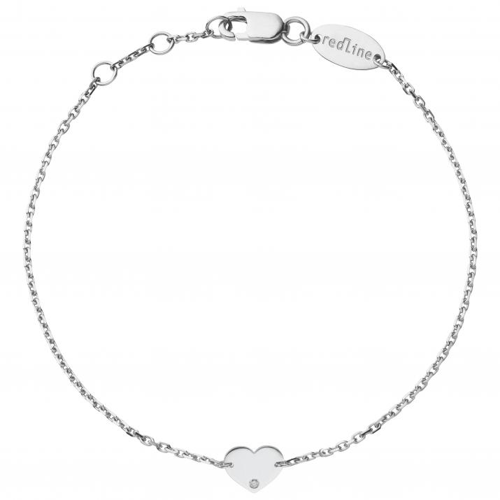 Bracelet chaîne coeur or blanc avec diamant - Redline