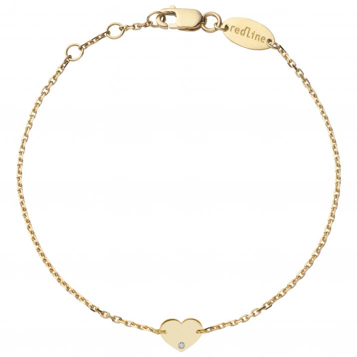 Bracelet chaîne coeur or jaune avec diamant - Redline - 0++
