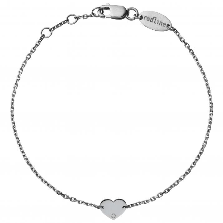 Bracelet chaîne coeur or noir avec diamant - Redline