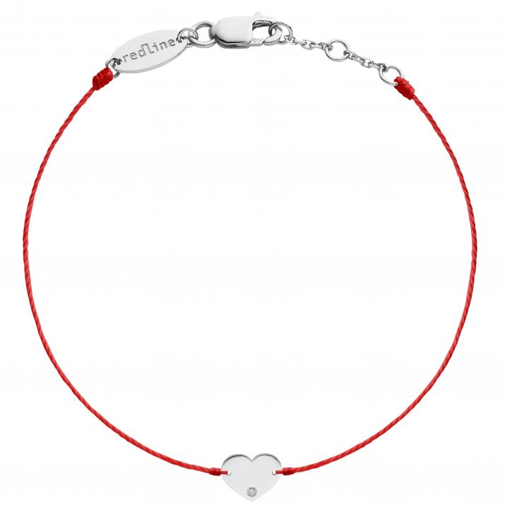 Bracelet fil coeur or blanc avec diamant - Redline - 0++