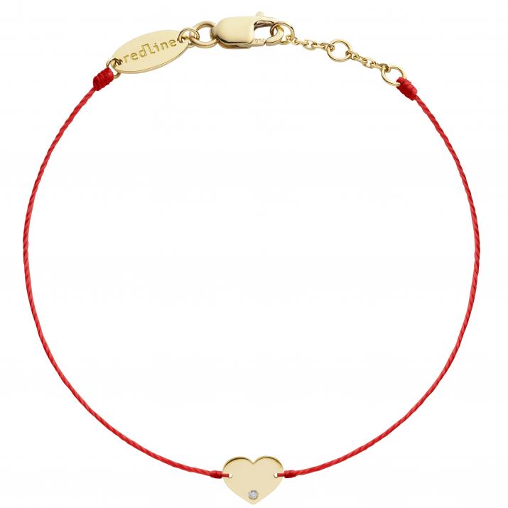 Bracelet fil coeur or jaune avec diamant - Redline - 0++