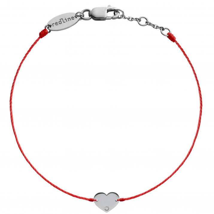 Bracelet fil coeur or noir avec diamant - Redline
