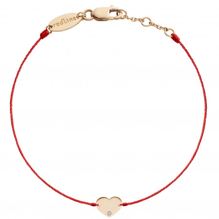 Bracelet fil coeur or rose avec diamant - Redline - 0++