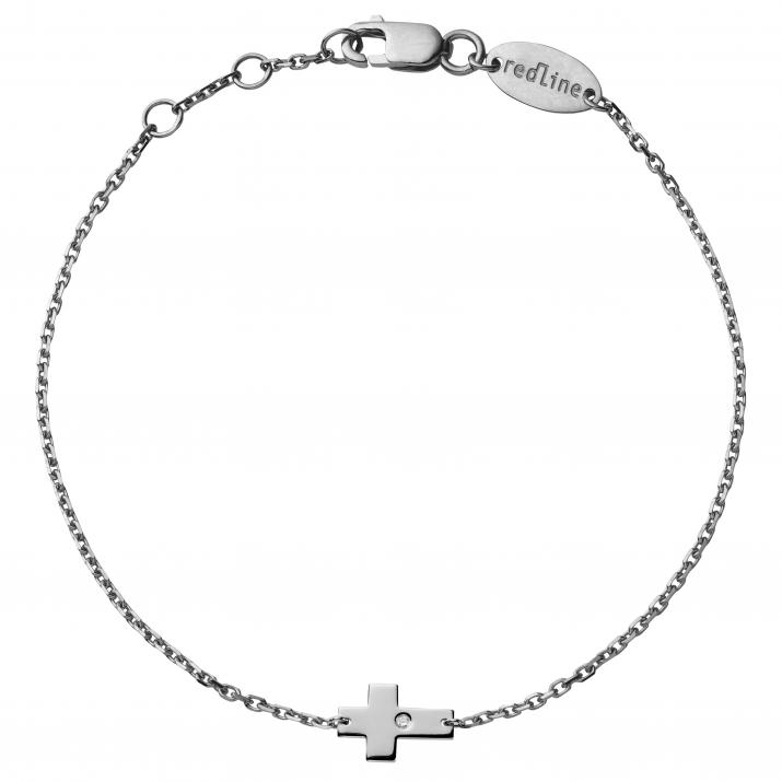 Bracelet chaîne croix or noir avec diamant - Redline - 0++
