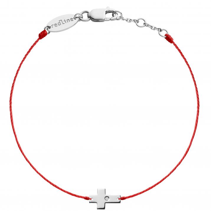 Bracelet fil croix or blanc avec diamant - Redline - 0++