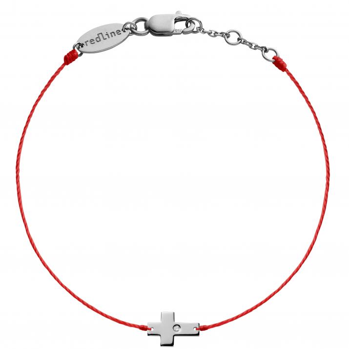 Bracelet fil croix or noir avec diamant - Redline