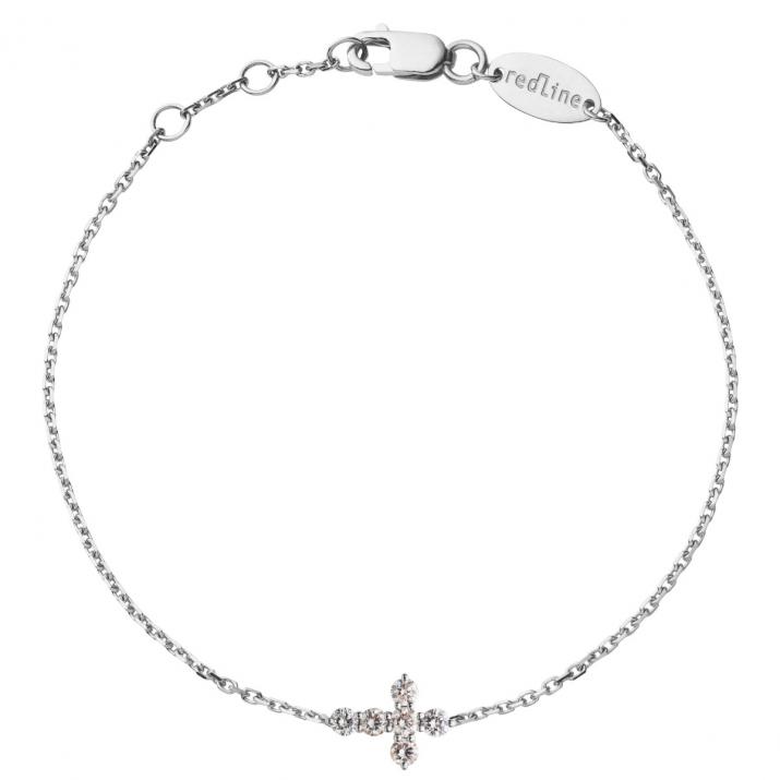 Bracelet chaîne croix or blanc avec diamant 0.2 ct - Redline