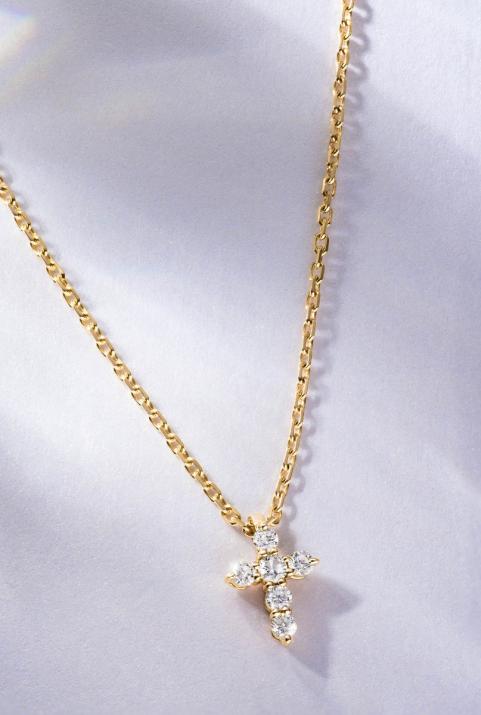 Collier chaîne croix or jaune avec diamant 0.2 ct - Redline - 0++