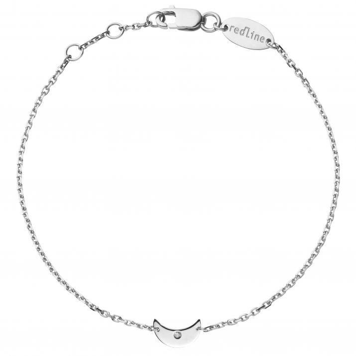 Bracelet chaîne croissant de lune or blanc avec diamant - Redline - 0++