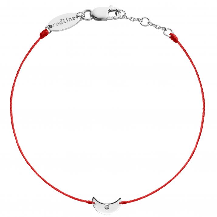 Bracelet fil croissant de lune or blanc avec diamant - Redline - 0++