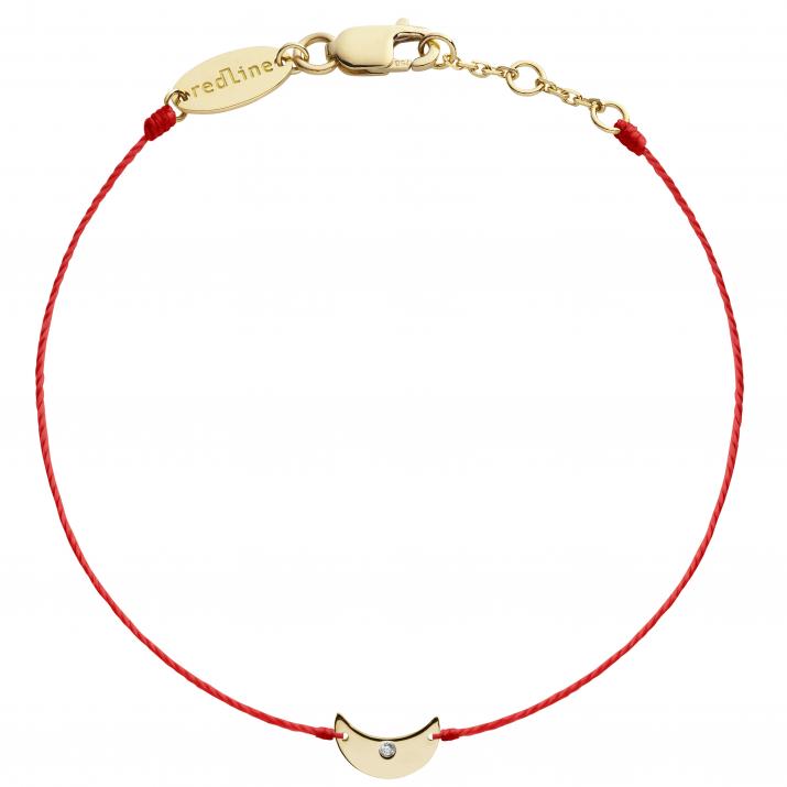 Bracelet fil croissant de lune or jaune avec diamant - Redline - 0++